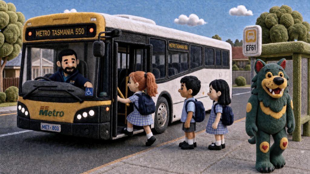 Children boarding a Metro bus on their way to school.