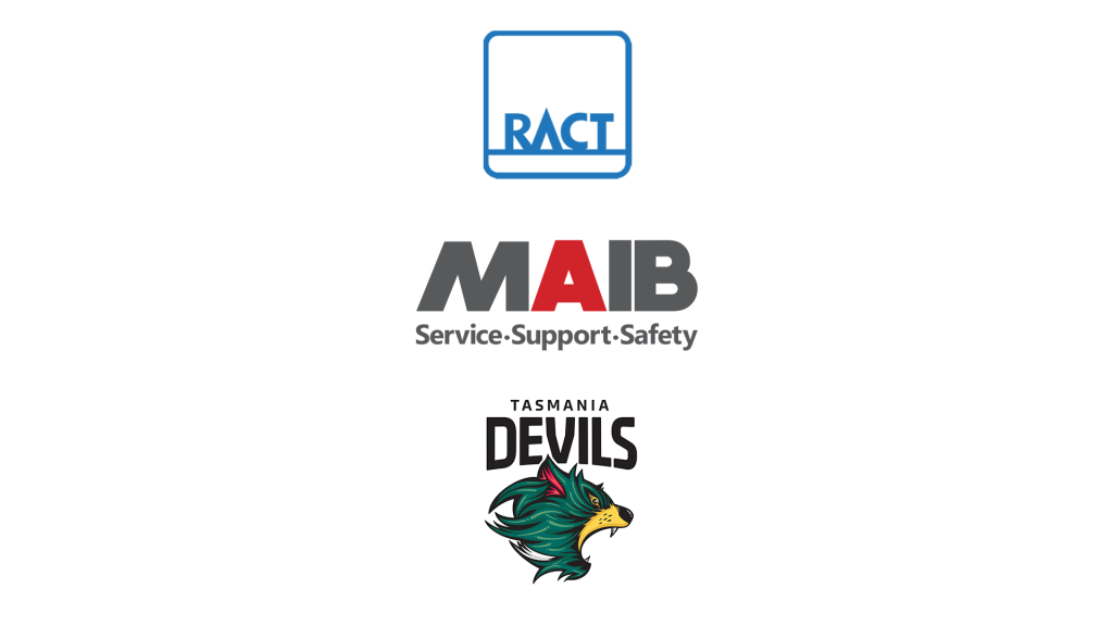 Partner logos - RACT, MAIB, Tasmania Devils FC